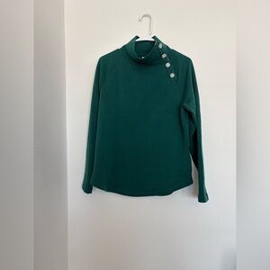 J. Crew Teal Long Sleeve Top with jewel Button Accents mock neck size S NWT